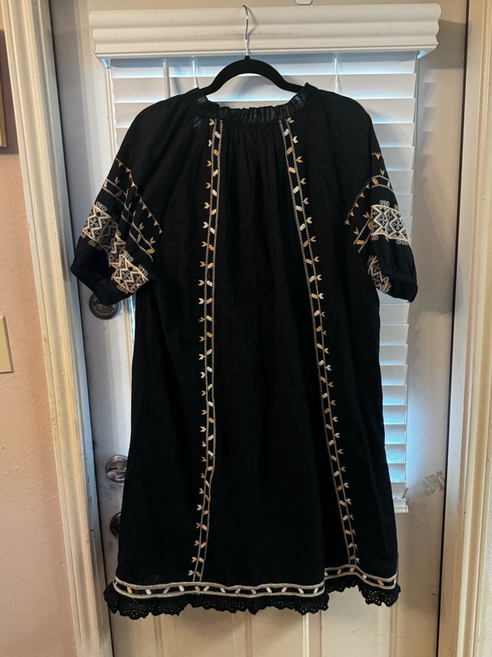 Reba Black Midi Dress with White Embroidery - Picture 7 of 7